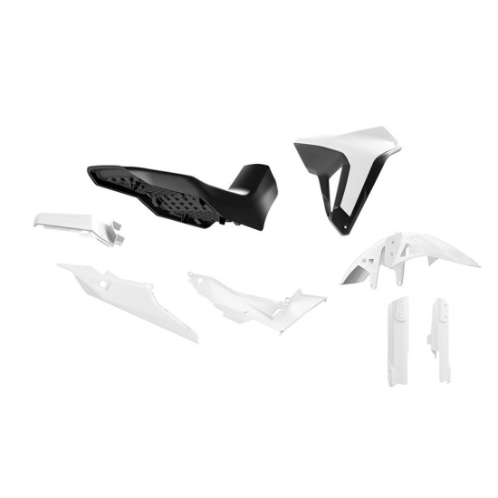 RACETECH (RTECH) PLASTIKINIŲ DALIŲ RINKINYS SU REVOLUTION SĖDYNE HONDA XL 750 TRANSALP '23-'25 SPALVA BALTA / JUODA