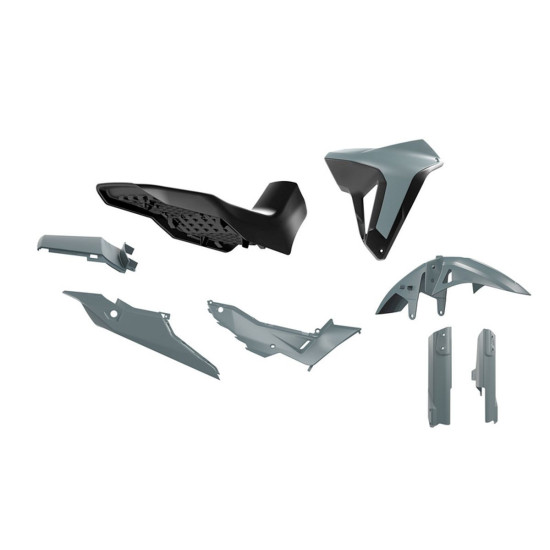 RACETECH (RTECH) PLASTIKINIŲ DALIŲ RINKINYS SU REVOLUTION SĖDYNE HONDA XL 750 TRANSALP '23-'25 SPALVA PILKA / JUODA