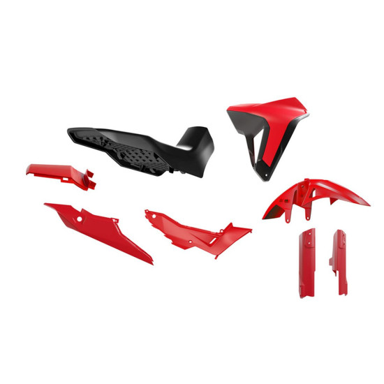 RACETECH (RTECH) PLASTIKINIŲ DALIŲ KOMPLEKTAS SU REVOLUTION SĖDYNE HONDA XL 750 TRANSALP '23-'25 RAUDONA/JUODA