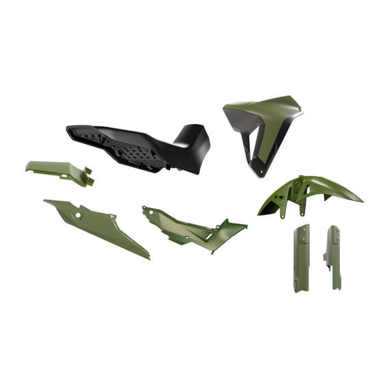 RACETECH (RTECH) PLASTICS SET WITH REVOLUTION SEAT HONDA XL 750 TRANSALP '23-'25 DARK GREEN / BLACK