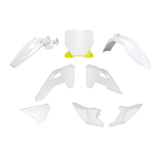 RACETECH (RTECH) PLASTIKO RINKINYS HUSQVARNA TC 85 '25 OEM SPALVA BALTA/GELTONA