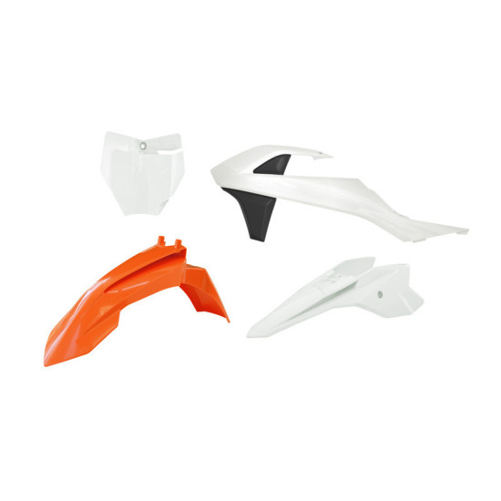 RACETECH (RTECH) PLASTIC SET KTM SX 50 '16-'23, SX-E 3-5 '20-'24 COLOR ORANGE / WHITE / BLACK (OEM '17)