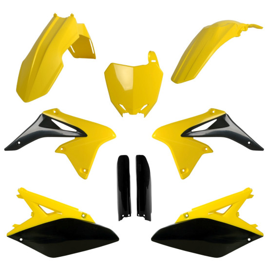 POLISPORT PLASTIC SET (FULL KIT) SUZUKI RMZ 250 '10-'18 INCLUDES FRONT PLATE (8659300001) AND SHOCK ABSORBER COVERS (839