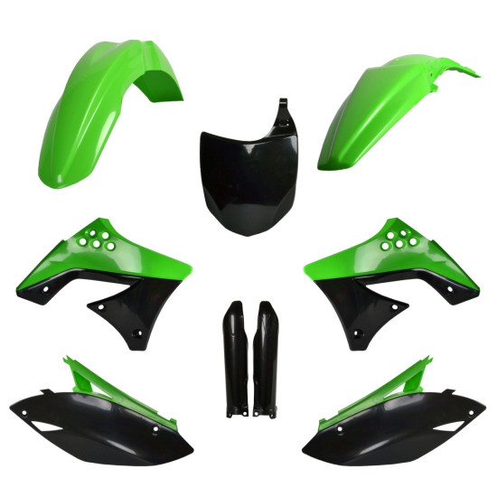 POLISPORT PLASTIC SET (FULL KIT) KAWASAKI KX 250F '09-'12 INCLUDES FRONT PLATE (8660800002) AND SHOCK ABSORBER COVERS (8