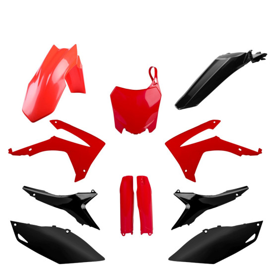 POLISPORT PLASTIC SET (FULL KIT) HONDA CRF 250R '14-'17 CRF 450R '13-'16 INCLUDES FRONT PLATE (8659400001) AND SHOCK ABS