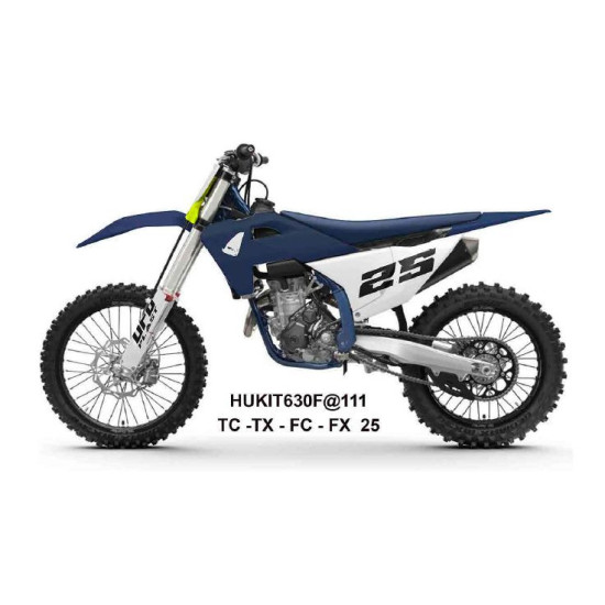 UFO 2025 / 11 PLASTIKINIS RINKINYS (PILNAS KOMPLEKTAS) SU TELESKOPINĖMIS APSAUGOMIS (AMORTIZATORIAIS) HUSQVARNA TC 125 /