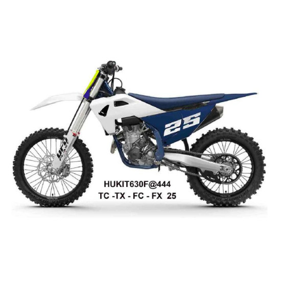 UFO 2025 / 11 PLASTIKINIS RINKINYS (PILNAS KOMPLEKTAS) SU TELESKOPINĖMIS APSAUGOMIS (AMORTIZATORIAIS) HUSQVARNA TC 125 /