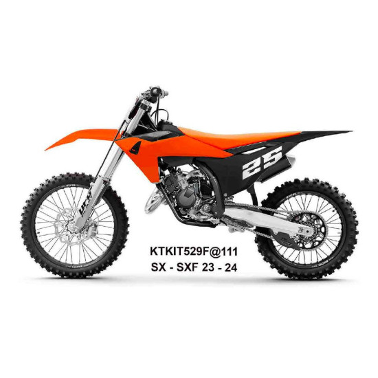 UFO 2025/11 PLASTIC SET (FULL KIT) WITH TELESCOPE (SHOCK ABSORBER) PROTECTORS KTM SX 125 / 250 / 300 TBI '23-'24, SX-F 2