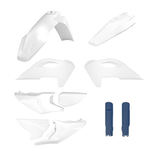 POLISPORT SALE PLASTIC KIT (FULL KIT) HUSQVARNA TE / FE TPI '24-'25 INCLUDES SHOCK ABSORBER COLOURS OEM WHITE BLUE OEM '