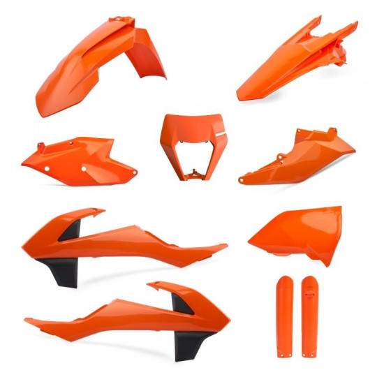 POLISPORT PLASTIC SET (FULL KIT) KTM EXC / EXC-F TPI '17-'19 INCLUDES LAMP COVER (8666800002) AND SHOCK ABSORBER COVERS 