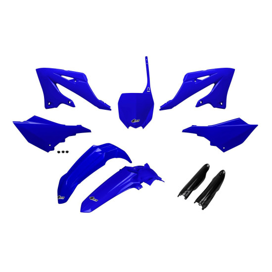 UFO 2025 / 11 PLASTIKINIS KOMPLEKTAS (PILNAS) SU TELESKOPŲ DANGTELIAIS (AMORTIZATORIAI) YAMAHA YZ 125 / 250 '22-'26 MĖLY