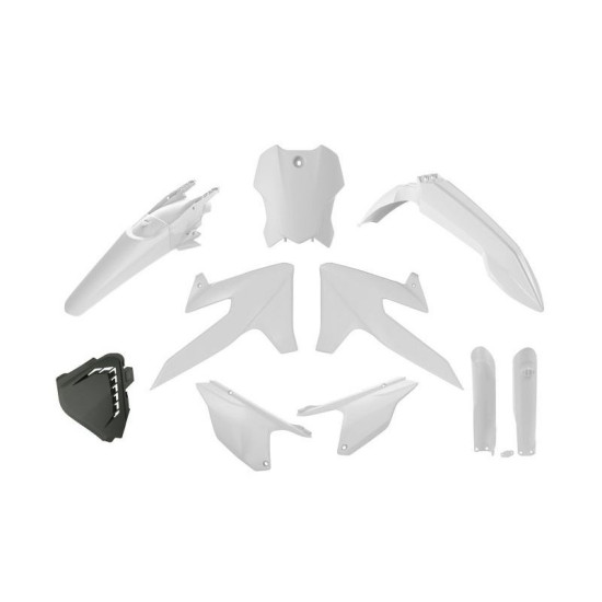 RACETECH (RTECH) 2025/12 PLASTIC SET WITH TELESCOPE GUARDS TRIUMPH TF 250 X '24-'26, TF 450 RC '25-'26 COLOR WHITE