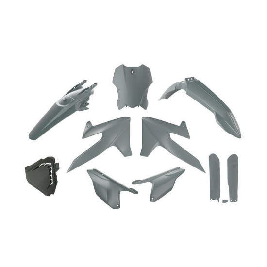 RACETECH (RTECH) 2025/12 PLASTIC SET WITH TELESCOPE GUARDS TRIUMPH TF 250 X '24-'26, TF 450 RC '25-'26 COLOR GRAY