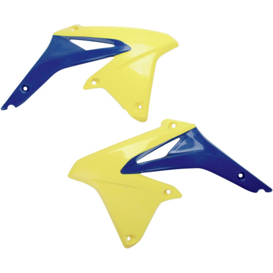 UFO RADIATOR SHIELD SUZUKI RMZ 450 '08-17 COLOR YELLOW/BLUE - REPLACES SU04927102