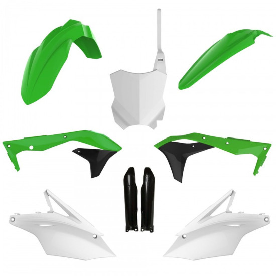 POLISPORT PLASTIKINIS RINKINYS (PILNAS RINKINYS) KAWASAKI KX 450F '16-'18 SU PRIEKINE PLOKŠTE (8665900002) IR AMORTIZATO