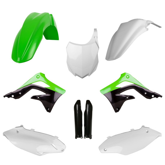 POLISPORT PLASTIC SET (FULL KIT) KAWASAKI KX 450F '13-'15 INCLUDES FRONT PLATE (8659200002) AND SHOCK ABSORBER COVERS (8