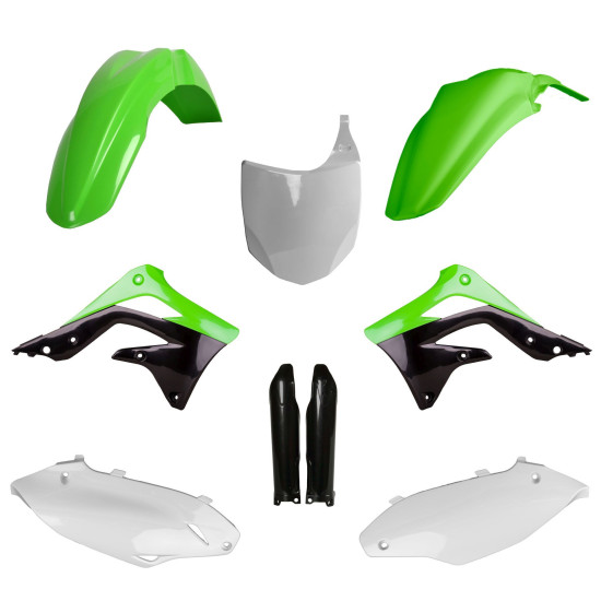 POLISPORT PLASTIKINIS RINKINYS (PILNAS RINKINYS) KAWASAKI KX 450F '12 SU PRIEKINE PLOKŠTE (8656800002) IR AMORTIZATORIŲ 
