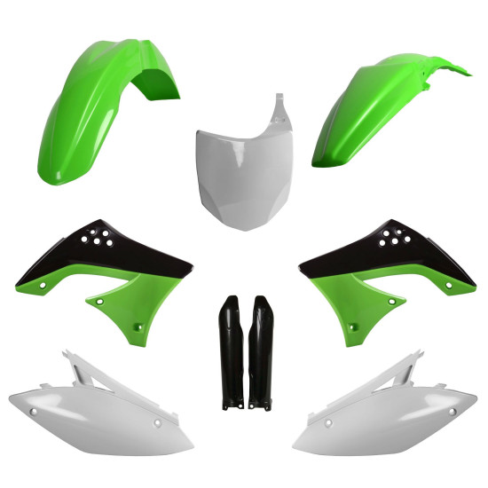 POLISPORT PLASTIKINIS RINKINYS (PILNAS) KAWASAKI KX 450F '09-'11 SU PRIEKINE PLOKŠTELE (8656800002) IR AMORTIZATORIŲ DAN