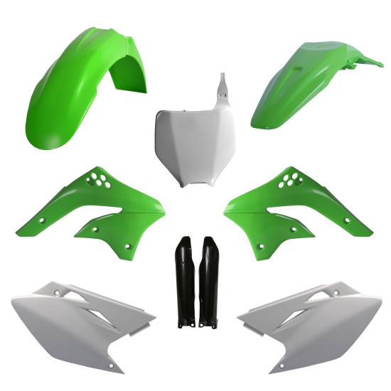 POLISPORT PLASTIC SET (FULL KIT) KAWASAKI KX 450F '06-'08 INCLUDES FRONT PLATE (8660800002) AND SHOCK ABSORBER COVERS (8