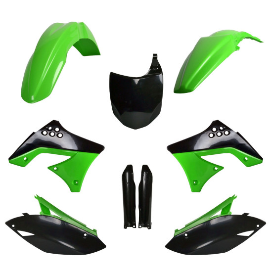 POLISPORT PLASTIC SET (FULL KIT) KAWASAKI KX 250F '09-'12 INCLUDES FRONT PLATE (8660800002) AND SHOCK ABSORBER COVERS (8