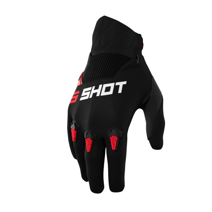 SHOT RACING (2022) pirštinės MOTO JUNIOR DEVO KID RED spalva juoda/raudona dydis 4/5