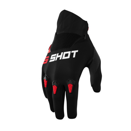 SHOT RACING (2022) pirštinės MOTO JUNIOR DEVO KID RED spalva juoda/raudona dydis 4/5