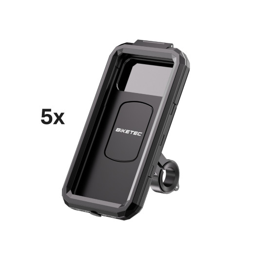 BIKETEC PRO PAKIET 5 SZTUK ETUI WODOODPORNE Z UCHWYTEM NA TELEFON MONTOWANE NA KIEROWNICĘ LUB LUSTERKO