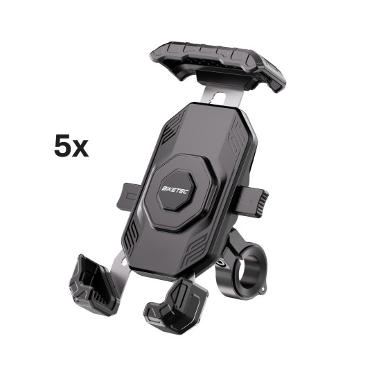 BIKETEC PRO PAKIET 5 SZTUK UCHWYT MOTOCYKLOWY NA TELEFON MONTOWANY NA KIEROWNICĘ LUB LUSTERKO