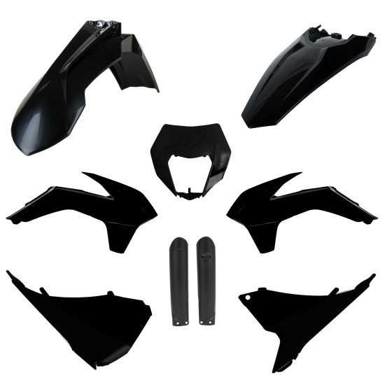 POLISPORT PLASTIKINIS RINKINYS (PILNAS RINKINYS) KTM EXC / EXC-F '16 SU AMORTIZATORIŲ DANGTELIAIS (8398600002) JUODAS
