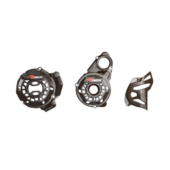 RACETECH (RTECH) 2025/12 CLUTCH COVER, ALTERNATOR AND OUTPUT SPROCKET (SET) KOVE 800 X PRO / RALLY '24-'25 BLACK
