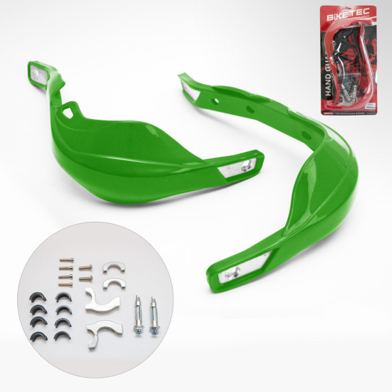 BIKETEC PARTS HAND GUARDS (HANDBAR) ALU GREEN (WITH 22MM AND 28MM MOUNTS)
