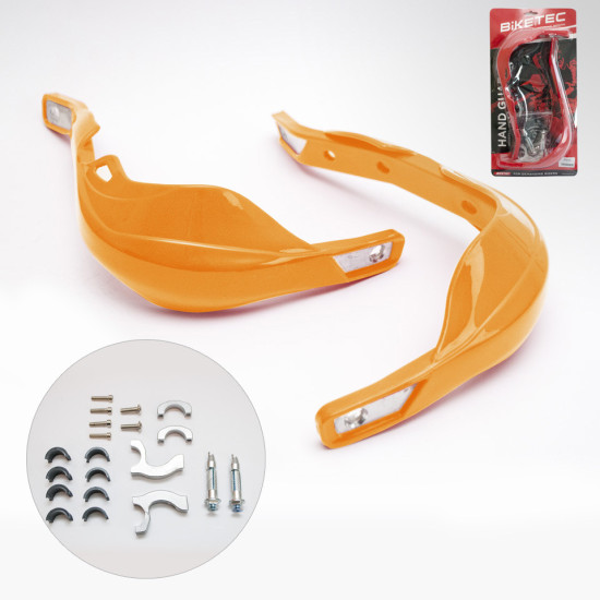 BIKETEC PARTS HAND GUARDS (HANDBAR) ALUMINUM COLOR ORANGE (WITH MOUNTS 22MM AND 28MM)