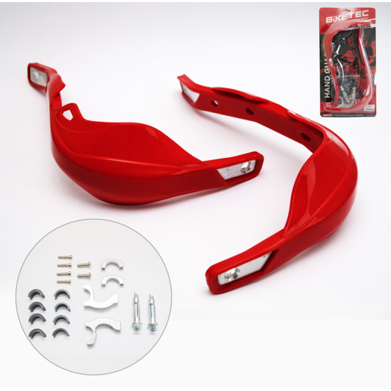 BIKETEC PARTS HAND GUARDS (HANDBAR) ALU RED (WITH 22MM AND 28MM MOUNTS)