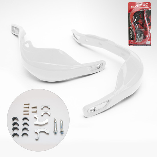 BIKETEC PARTS HAND GUARDS (HANDBAR) ALUMINUM WHITE (WITH MOUNTS 22MM AND 28MM)