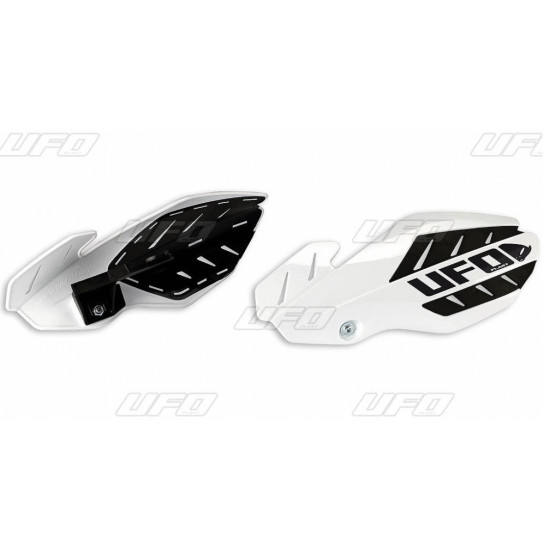 UFO HAND GUARDS (HANDBAR) FLAME SUZUKI RMZ 250 / 450 '12-'17 COLOR WHITE / BLACK (WITH MOUNTS) - REPLACED BY PM01652041 