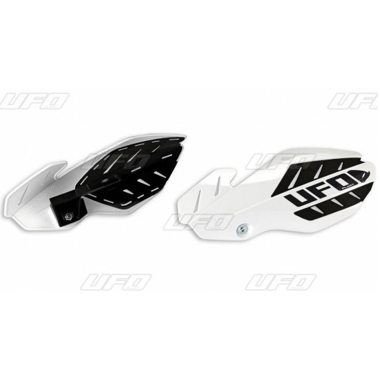 UFO HAND GUARDS FLAME KAWASAKI KXF 250 / 450 '13-'17, COLOR WHITE / BLACK (WITH MOUNTS) - REPLACED BY PM01652041 + PM016