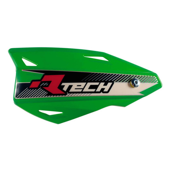RACETECH (RTECH) HAND GUARDS (HANDBAR) VERTIGO CROSS / ENDURO GREEN (WITH HANDLEBAR MOUNTS)