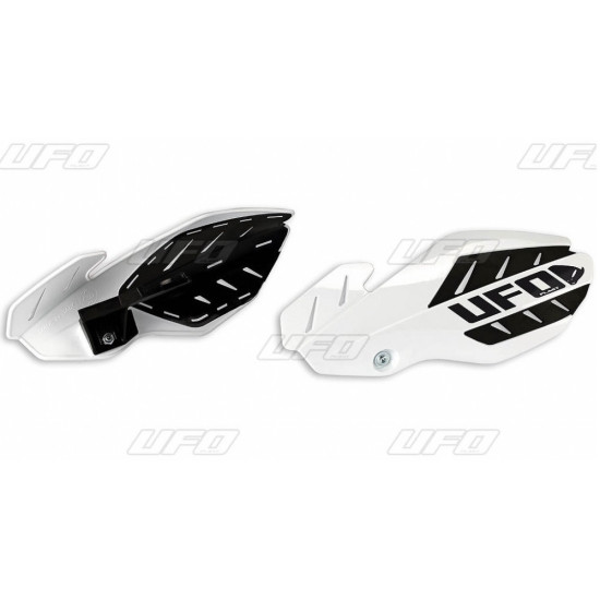 UFO HAND GUARDS FLAME KTM SX 125 '14-'15, EXC 125 '14-'16, COLOR WHITE / BLACK (WITH MOUNTS) - REPLACED BY PM01652041 + 