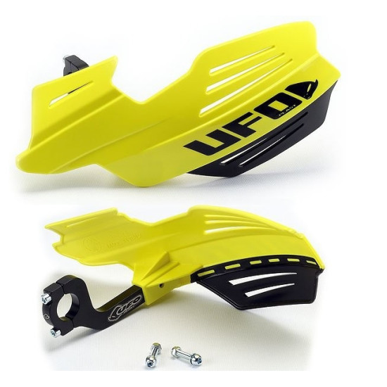 UFO VULCAN HAND GUARDS YELLOW / BLACK (WITH MOUNTS)