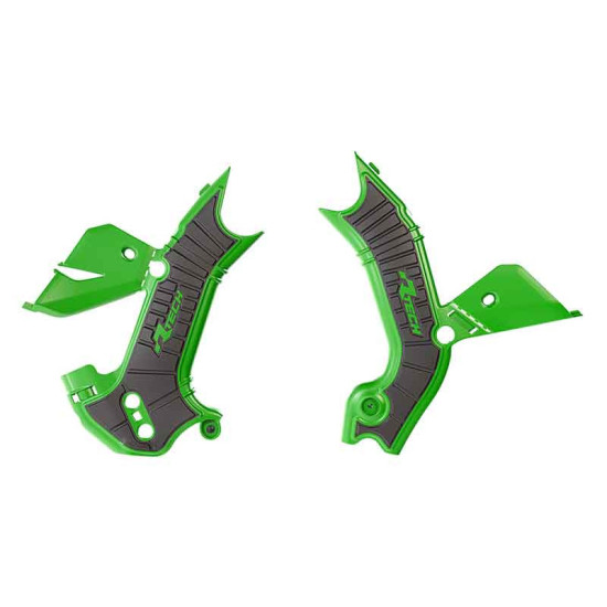 RACETECH (RTECH) FRAME COVERS KAWASAKI KXF 450 '24-'25, KXF 250 '25 BLACK / GREEN