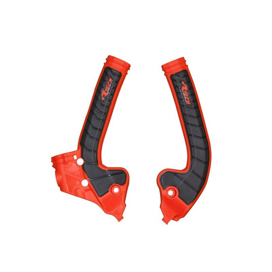 RACETECH (RTECH) 2025/12 RĖMO APSAUGAI (RINKINYS) DVI MEDŽIAGOS SUPER GRIP KTM SX 85 '18-'24 SPALVA RAUDONA/JUODA