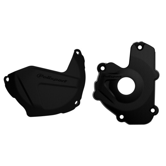 POLISPORT KIT ALTERNATOR COVER (COVER) AND CLUTCH COVER GUARD KAWASAKI KX 250F '13-'16 BLACK (8460800001+8435800001)