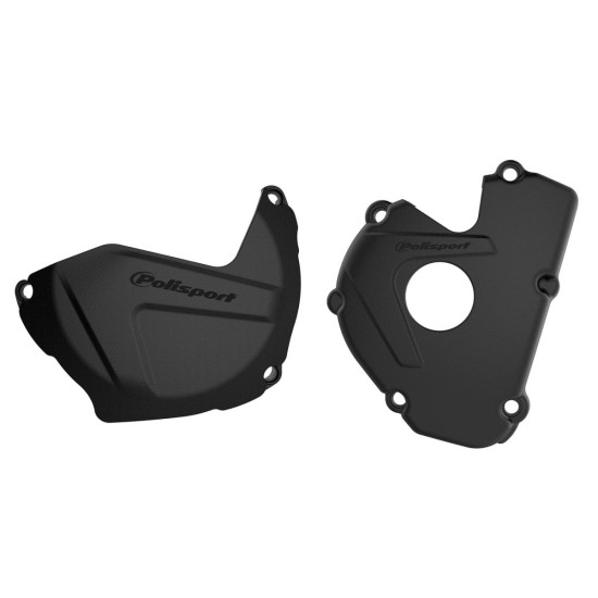 POLISPORT KIT ALTERNATOR COVER (COVER) AND CLUTCH COVER GUARD KAWASAKI KX 250F '17-'20 BLACK (8463800001+8435800001)