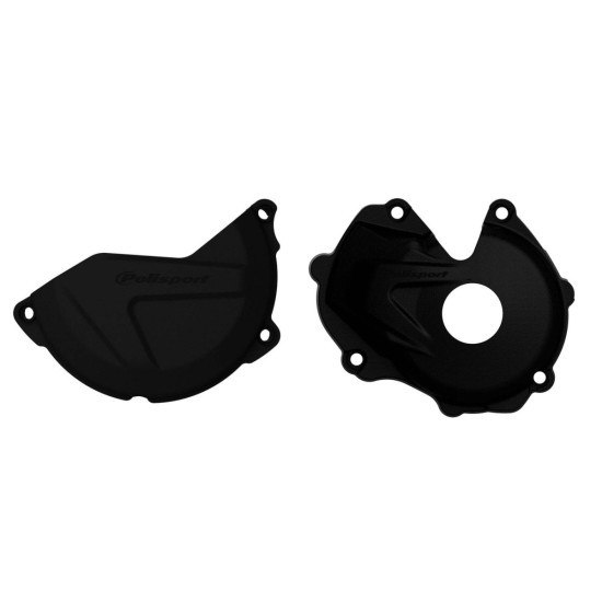 POLISPORT KIT ALTERNATOR COVER (COVER) AND CLUTCH COVER GUARD KAWASAKI KX 450F '16-'18 BLACK (8460900001+8454500001)
