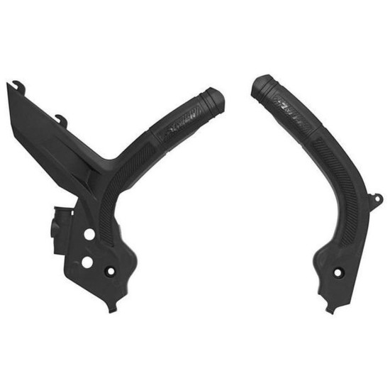 RACETECH (RTECH) FRAME GUARDS (SET) BI-MATERIAL SUPER GRIP HONDA CRF 450 R / RX '21-'24, CRF 250 R / RX '22-'24 BLACK