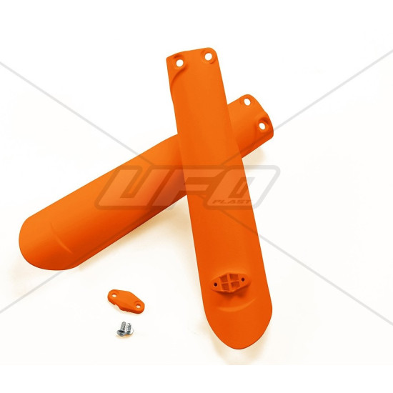 UFO PRIEKINIŲ AMORTIZATORIŲ APSAUGOS KTM SX / SXF '15-'22, EXC / EXCF '16-'23, TPI, ORANŽINĖS