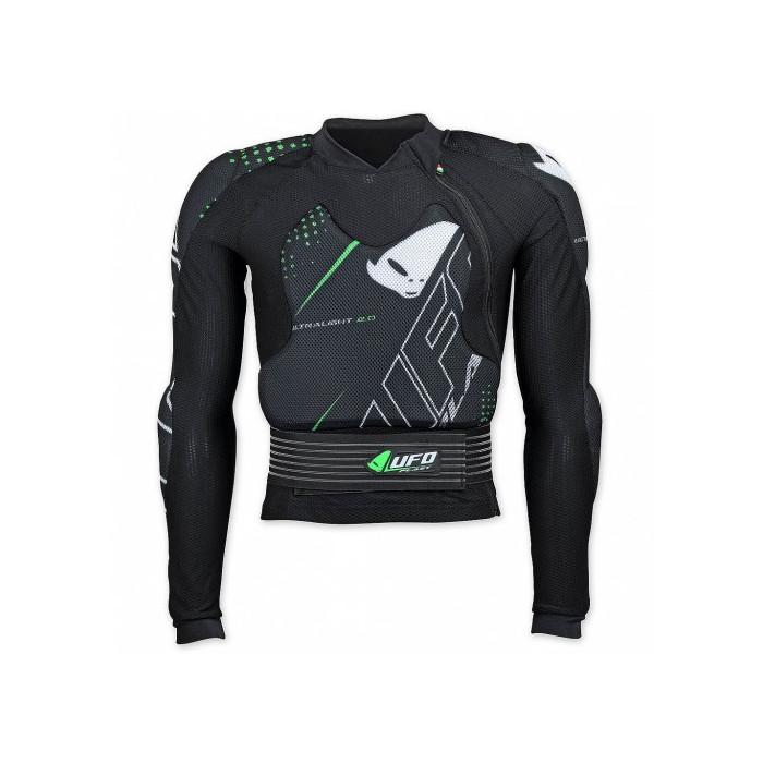 UFO chest protector ULTRALIGHT 2.0 BODYGUARD color black/white/green FLUO size L/XL (CE LEVEL 2)