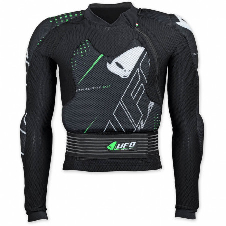 UFO krūtinės apsauga ULTRALIGHT 2,0 BODYGUARD spalva juoda/balta/žalia FLUO dydis M (CE LEVEL 2)