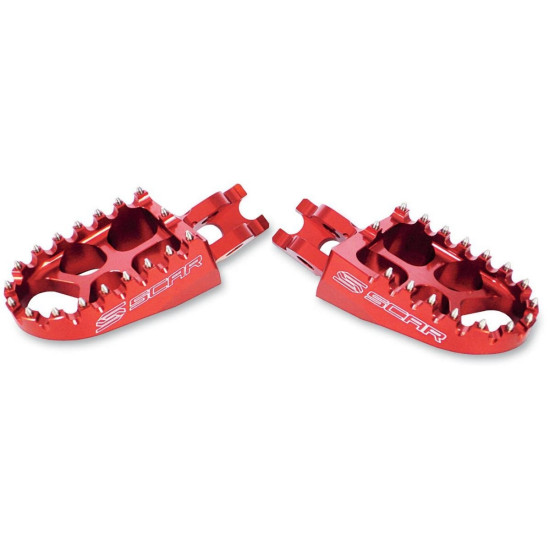SCAR RACING ALUMINUM FOOTRESTS PEGS KAWASAKI KXF '06-'17, KXF 450 '07-'17, CRF 250 '02-'17 RED