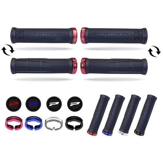 PROGRIP RANKENĖLĖS PG995 ATV / HIDROCIKLINIAI MOTOCIKLIAI / MTB (22+22 MM, ILGIS 130 MM) JUODOS SU RAUDONU FIKSAVIMU (99